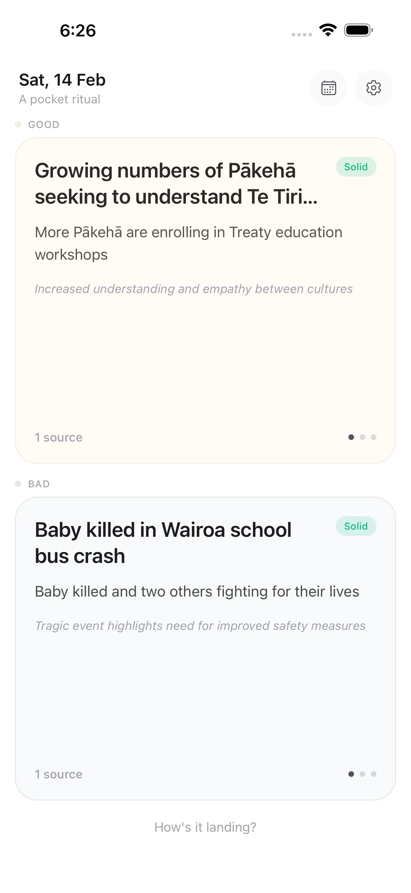 Good News Bad News app screen