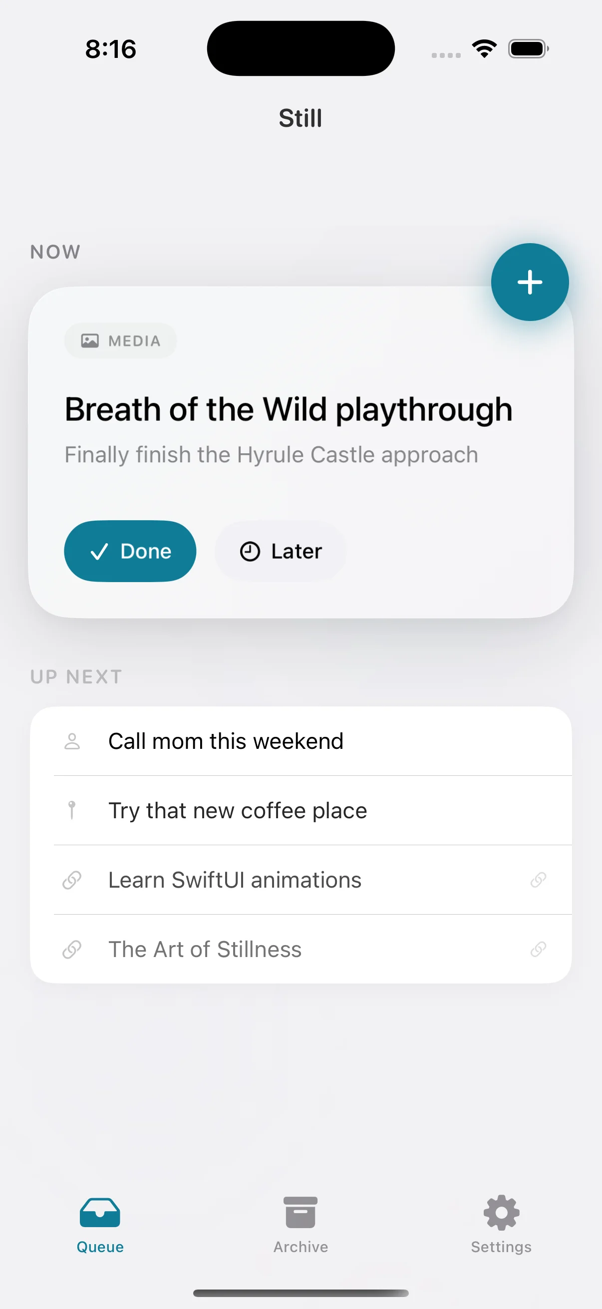 Holdspace selected interface